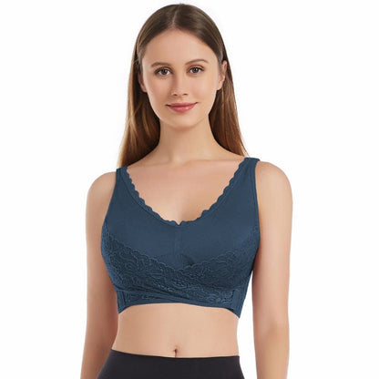 Wireless Front Cross Adjustable Side Buckle Lace Bra